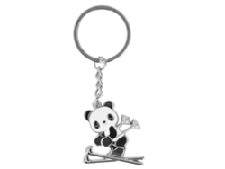 Ats-llaveros De Metal Estilo Esquí Linda Forma Panda Esquí Plata Regalos Souvenirs Competencia X‑1280