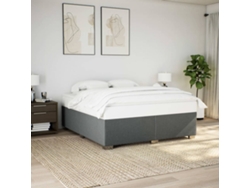 Cama Sin Colchón Tela Gris Oscuro 200x200 Cm