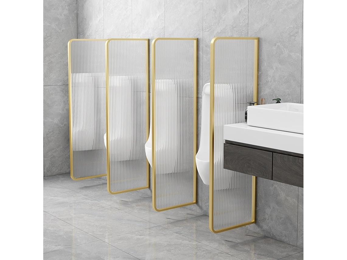 Urinario De Pared – Mampara De Vidrio Templado Con Marco De Metal Para