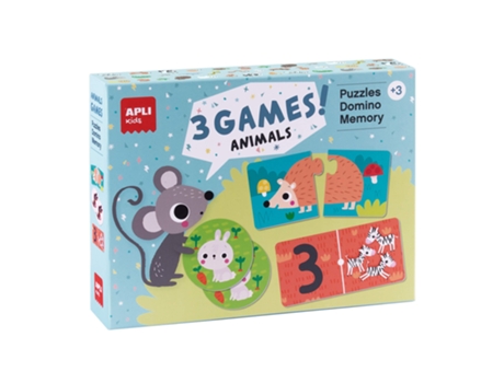 Juego Educativo APLI Puzzles Set Animais: Memória e Dominó