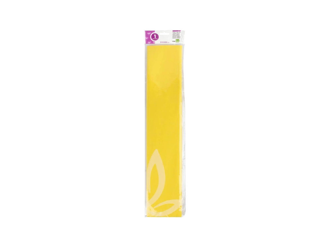 Papel Crepe Em Celofane Liderpapel 50 Cm X 2,5 M. Amarelo Clasico