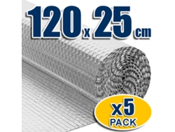 Paquete de 5 paneles aislantes para cajas de persianas. Evitan el calor y el frío. Fácil instalación. 100 láminas de aluminio y burbujas antihumedad (120 x 25 cm).