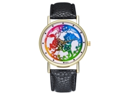 Reloj De Pulsera Analógico De Cuarzo Con Dial Redondo Moda (negro)