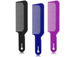 Juego de 3 peines de barbero, peines para corte de cabello de punta plana para corte de cabello y corte de cabello de punta plana (azul, morado y negro).