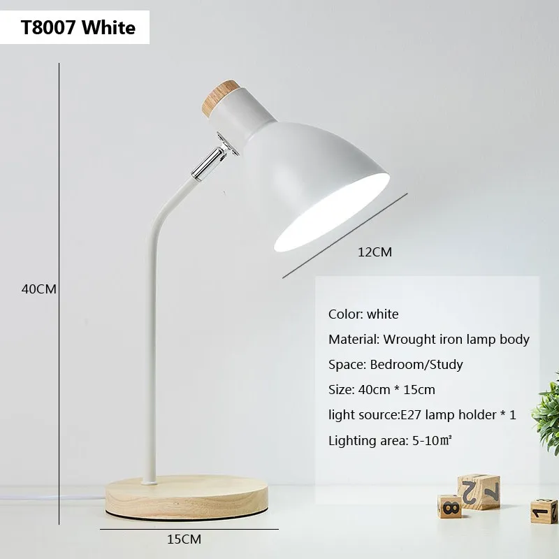 (luz Blanca Cálida) Lámpara De Mesa De Madera Creativa, Lámpara De Escritorio Flexible, Base Led E27, Decoración Para El Hogar.