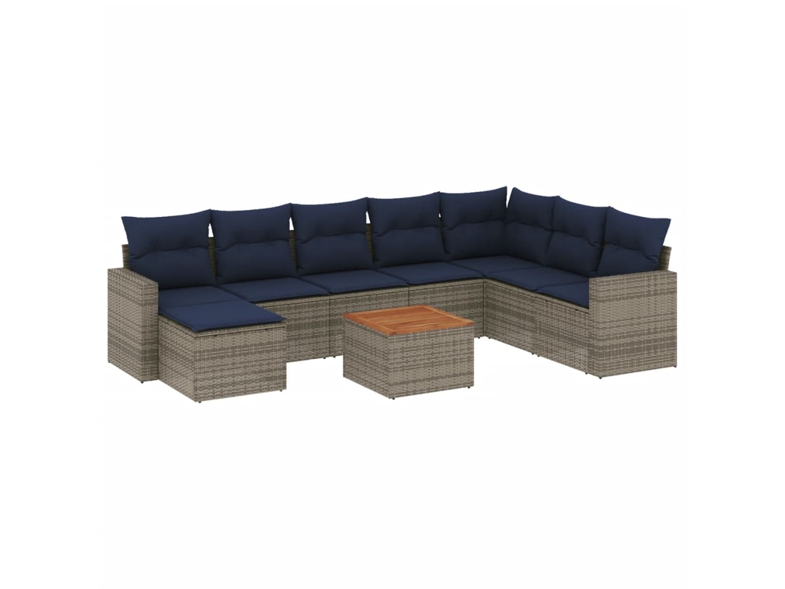 Maison Exclusive - Conjunto De Sofá De Jardín De 9 Piezas Con Cojines, Poliratán Gris