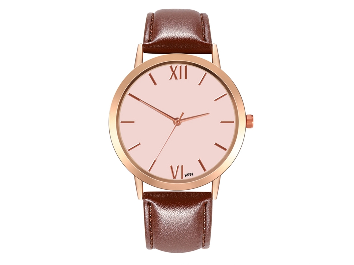 Reloj De Pulsera Ultrafino Para Mujer Con Esfera Redonda, Movimiento De Cuarzo Analógico, Color Marrón Oscuro, A La Moda.