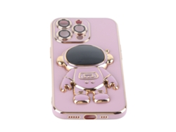 Capa De Telefone Com Suporte Astronauta Eletroplacada Para Iphone Com Protetor De Lentes Tpu