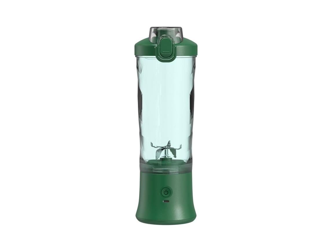 Exprimidor de naranjas inalámbrico de 6 cuchillas y 600 ml, licuadora de cítricos, vaso eléctrico portátil, Gusshious Green