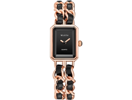 VEANXIN Reloj impermeable con pulsera cuadrada y banda trenzada de cadena para mujer-Plata