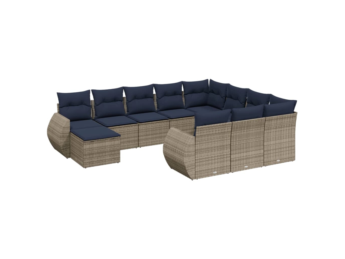 Maison Exclusive - Conjunto De Sofá De Jardín De 11 Piezas Con Cojines, Poliratán Gris