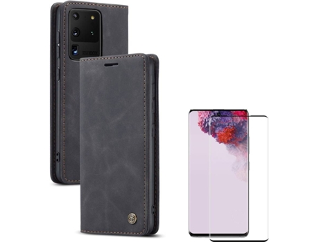 Carcasa y Protector Samsung S20 Ultra Livro Caseme Elite Negro