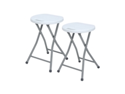 Pack 2 Taburetes Plegables De Resina Y Acero 31x45cm Blancos 7house