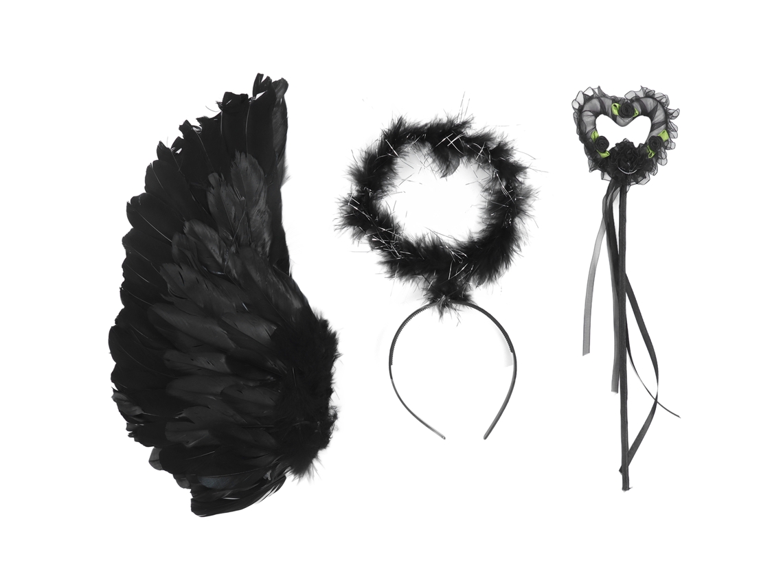 Conjunto de 3 alas de ángel y diablo ligeras hechas a mano para adultos, disfraz de Halloween, plumas artificiales, talla S (2026)