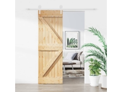 Puerta Corredera Con Herrajes Madera Maciza De Pino 70x210 Cm