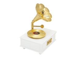 Mini Caja De Música Fonógrafo Estilo Retro Clásico Trompeta Dorada Castillo En El Cielo