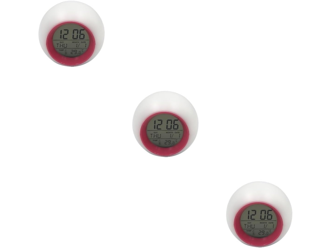 Conjunto De 3 Piezas De Relojes Despertadores Coloridos Para Niños Y Niñas Con Luz Nocturna Led, Reloj Nocturno Esférico Y Termómetro.