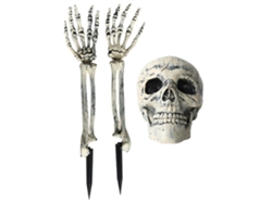 Decoración De Halloween: Esqueleto Brillante Con Cabeza, Manos Y Brazos Para Jardín Y Casa Embrujada.