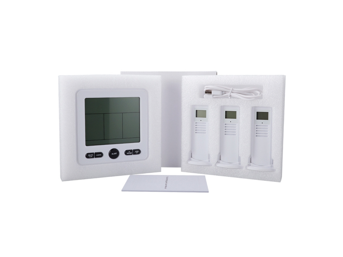 Termohigrómetro Digital Inalámbrico Para Interiores Y Exteriores Con Sensor Remoto, Retroiluminación Y Función De Calibración De Alarm