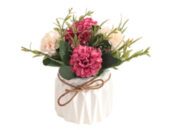 Flores artificiales en pequeños jarrones de cerámica para decoración del hogar y la oficina. NEVEANCE