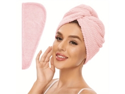 (rosa Claro, 9,8 Pulgadas X 25,5 Pulgadas) Toalla Absorbente Sólida Para Secar El Cabello Para Mujer Con Chal Con Botones