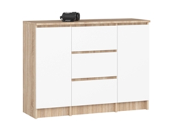 Cómoda K100 101 Cm Con 2 Puertas Y 3 Cajones Roble Sonoma / Blanco Mate