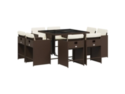 Maison Exclusive - Set Comedor Para Jardín 9 Pzas Y Cojines Ratán Sintético Marrón