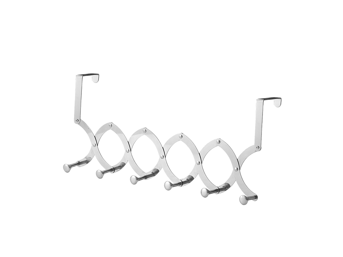 Gancho Telescópico De Acero Inoxidable Para Colgar Sobre La Puerta, Con 6 Ganchos Para Abrigos, Sombreros Y Toallas.