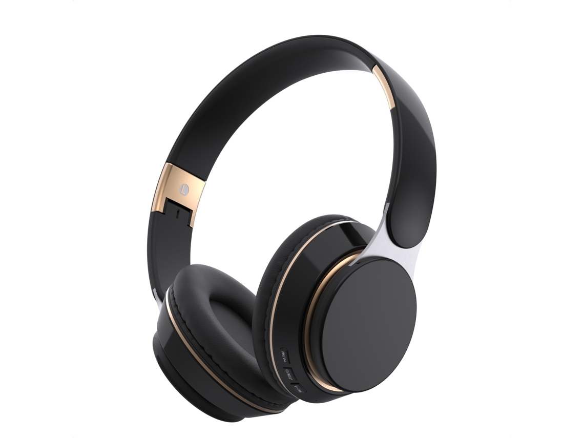 Auriculares Bluetooth negros, estéreo, plegables, retráctiles, con ranura para tarjeta, inalámbricos