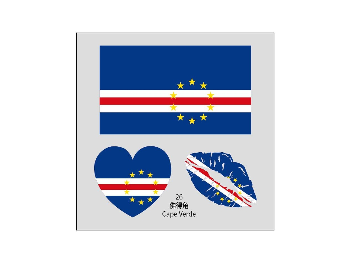 (cabo Verde) Paquete De 50 Tatuajes Temporales De La Bandera Nacional, Pegatinas Faciales De Transferencia Al Agua.