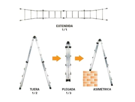Escalera telescópica aluminio 4+4 peldaños perfil 67 mm.