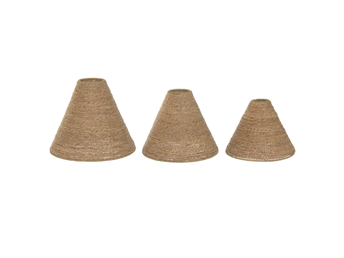 Set 3 Pantalla Fibra Trenzada Metal 58x58x50cm