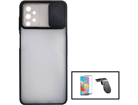 Kit Carcasa + Protector de Pantalla + Soporte de Auto Galaxy A52s 5G G4M Negro