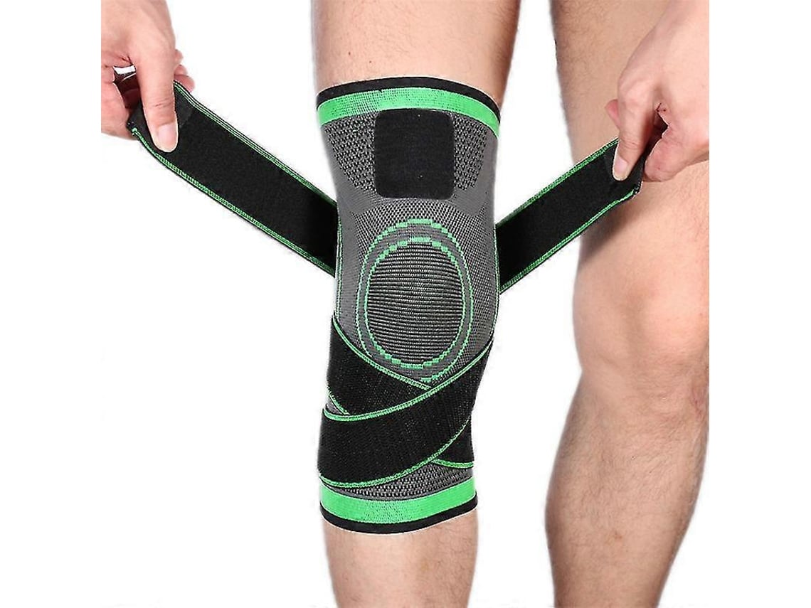 Manga De Rodilla Deportiva Ajustable Con Compresión Ligamento Protector Elástico Para Deportes Running Fútbol Baloncesto Xxl Verde