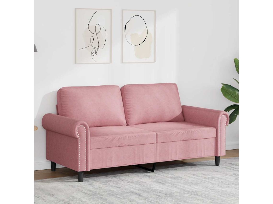 Sofá De 2 Plazas | Sofá De Salón | Sofá De Descanso Terciopelo Rosa 140 Cm