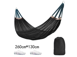 Hamaca de exterior Siurn, tejido de malla de nailon transpirable (260 x 130 cm), color negro