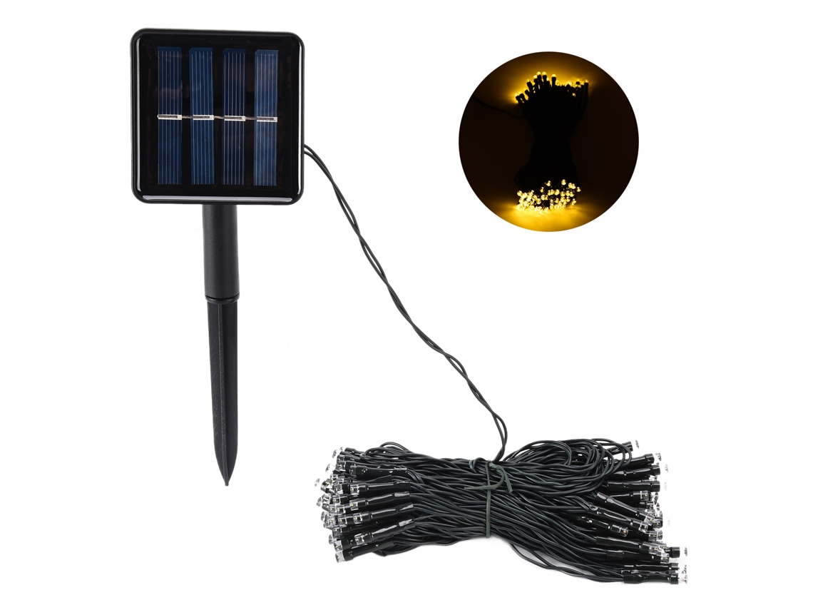 Yncm2026 - Tiras de luces LED solares pequeñas e impermeables, luces de hadas para jardín, patio, Navidad, Halloween, boda, luz cálida