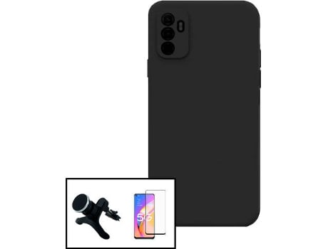 Kit Protector de Pantalla de Cristal Templado 5D Full Cover + Carcasa Silicona Líquido + Soporte Magnético de Coche Reforzado para Oppo Reno5 Z PHO...