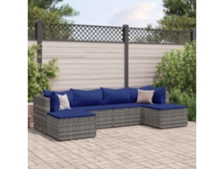 Conjunto de jardín de 6 piezas con cojines de mimbre gris de DKD Home Decor
