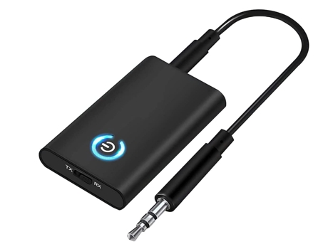 Transmisor y receptor Bluetooth 5.0, adaptador inalámbrico 2 en 1 de 3,5 mm Mini conector portátil de 3,5 mm, baja latencia para PC/TV/sistema de C...