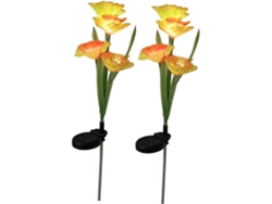 Slowmoose 2 Luces solares para exteriores con forma de ramas de flores, LED amarillo/naranja.