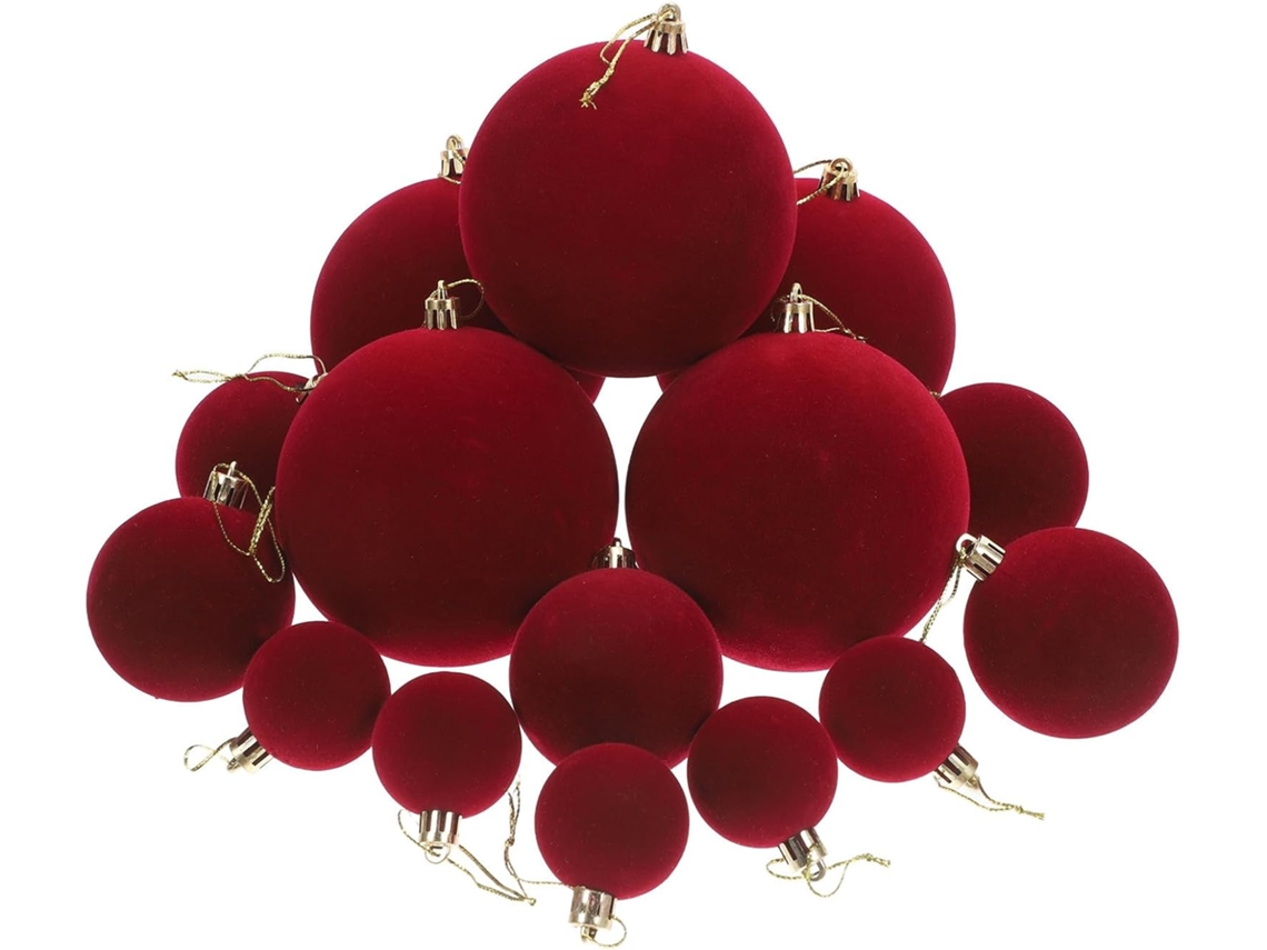 15 Piezas De Adornos Navideños De Terciopelo Rojo Para Fiestas