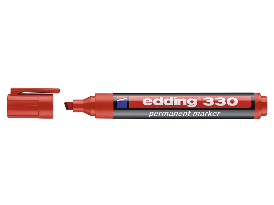Edding 330 - Rotulador Marcador Permanente Rojo Punta Biselada 1-5 Mm Recargable