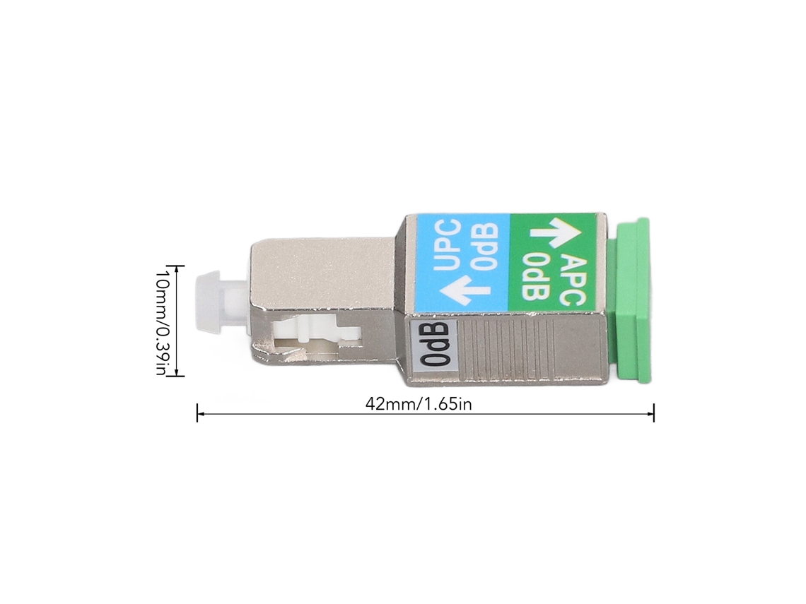 Adaptador SC UPC macho a SC APC hembra. Conector híbrido de fibra óptica de baja pérdida con excelente aislamiento (1200 nm - 1600 nm).