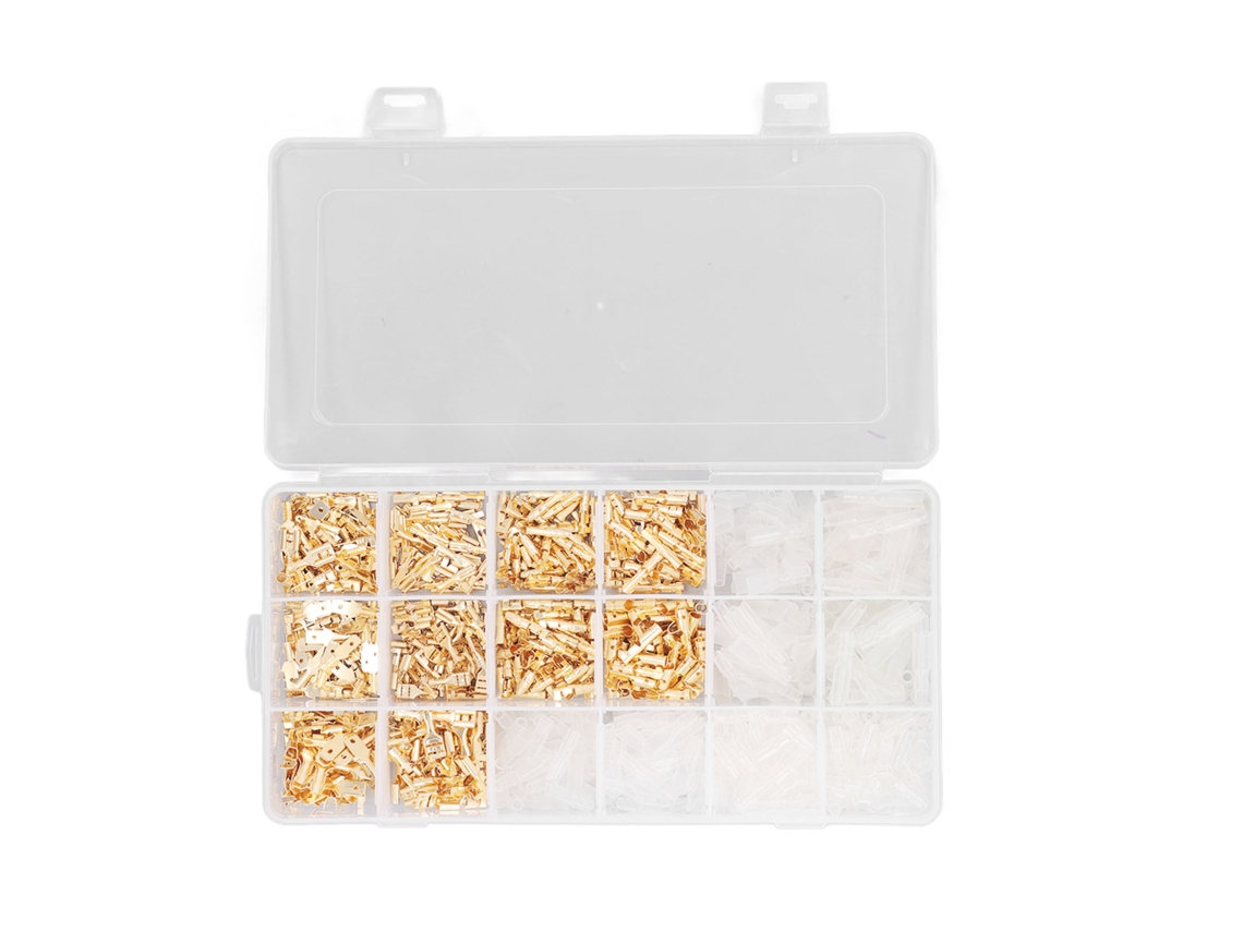 Kit De Conectores De Terminal Hoja Oro 1000 Piezas Macho Hembra Aislados Pvc Retardante A La Llama