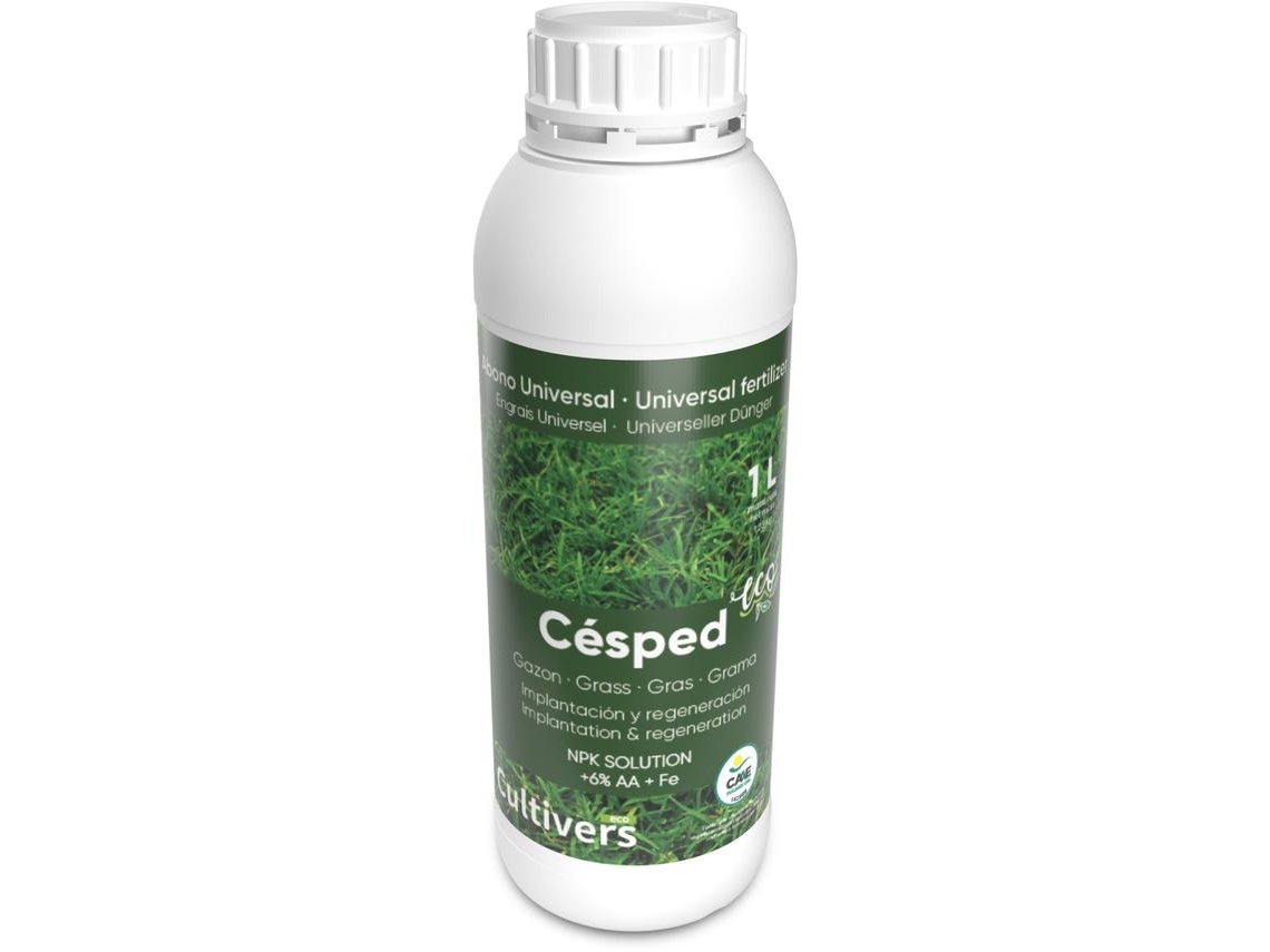 CULTIVERS Fertilizante Césped Ecológico 1 L Abono Líquido con Micronutrientes y Aminoácidos. Abono 100% Orgánico . No Produce Quemaduras