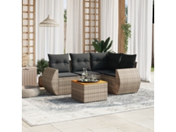 Conjunto de sofás de jardín de 5 piezas DKD Home Decor con cojines de mimbre gris