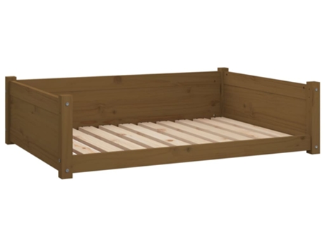 vidaXL Cama para perros madera maciza pino marrón miel 95,5x65,5x28 cm