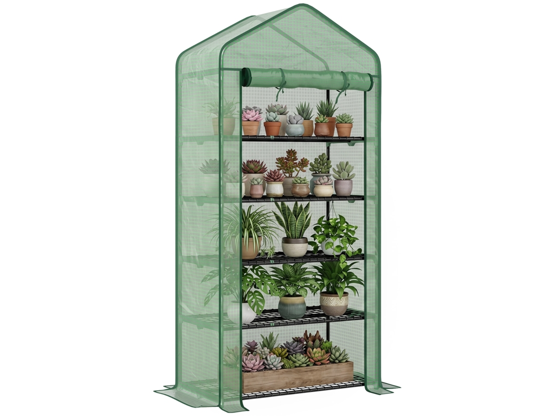 Horno De 5 Niveles Con 1 Puerta Con Cremallera, Protección Uv, 90x49x193cm, Verde.