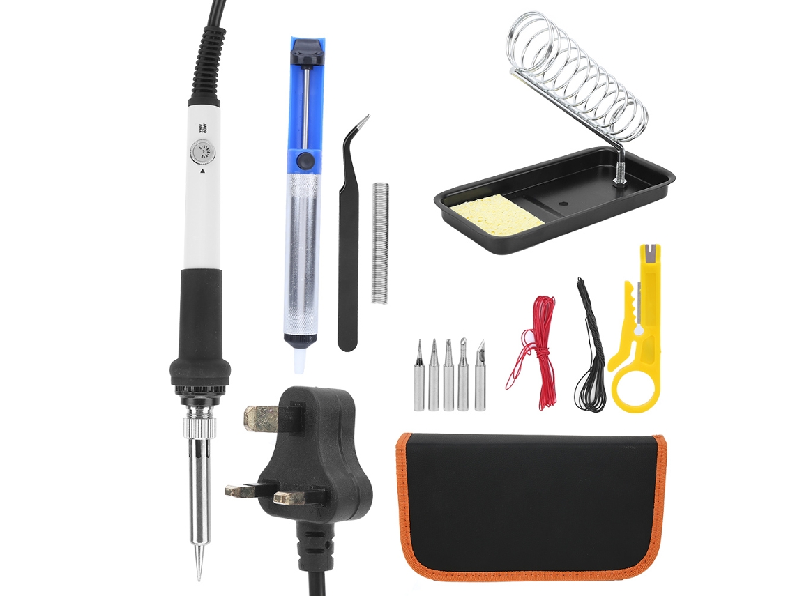 Juego De Herramientas De Soldadura Eléctrica Ajustables De 60 W, 15 Piezas, Enchufe Británico De 220 V.